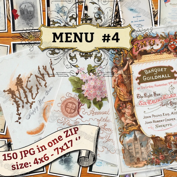 MENU #4 - pack of 150 vintage menus of restaurant cruiser images pictures High resolution digital download printable hotel theatre cafe