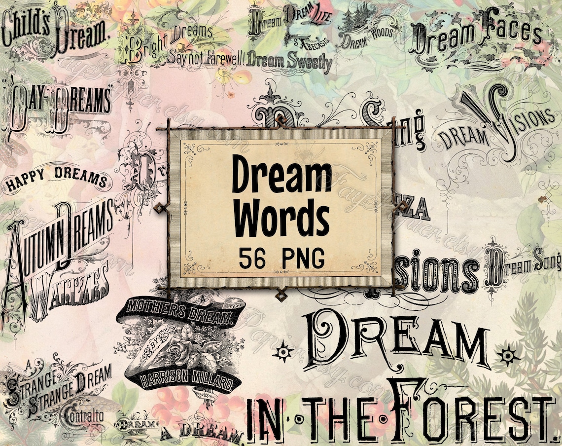 PNG DREAM WORDS Set of 56 Files in Png Format With - Etsy