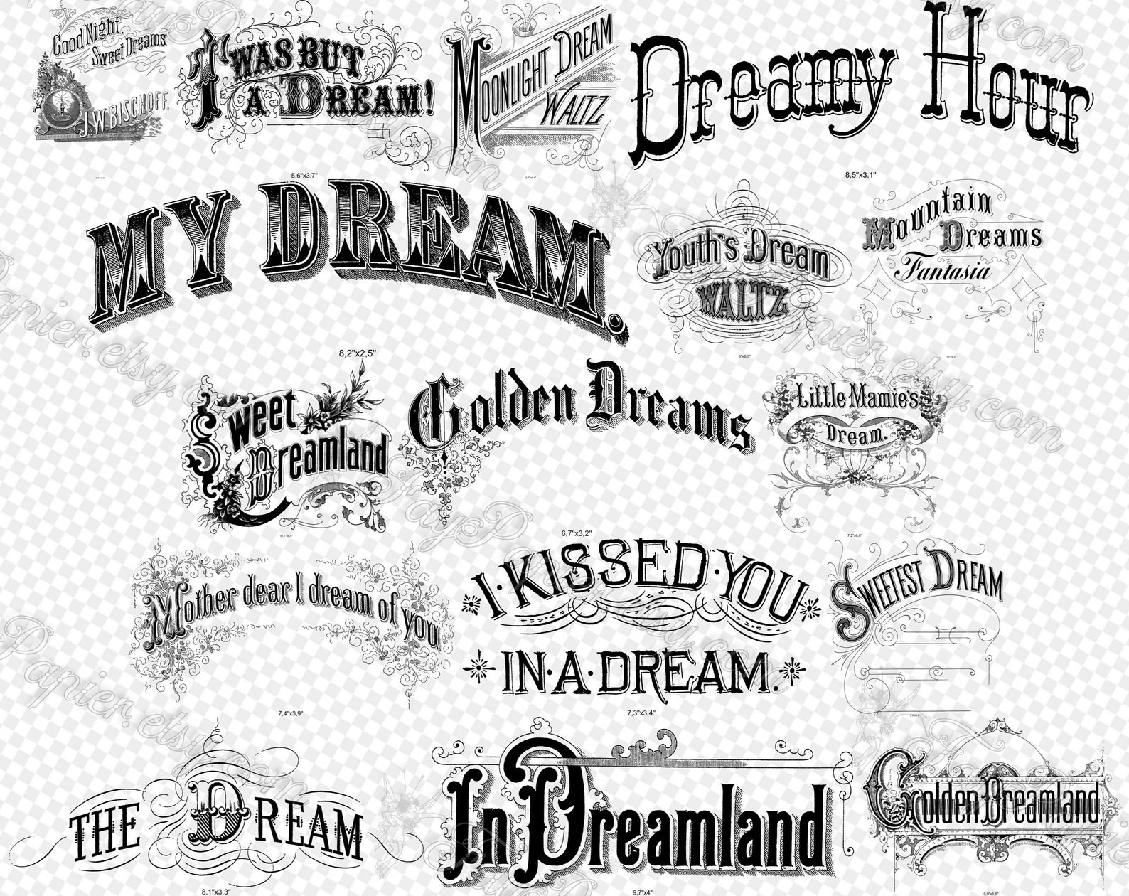 PNG DREAM WORDS Set of 56 Files in Png Format With - Etsy
