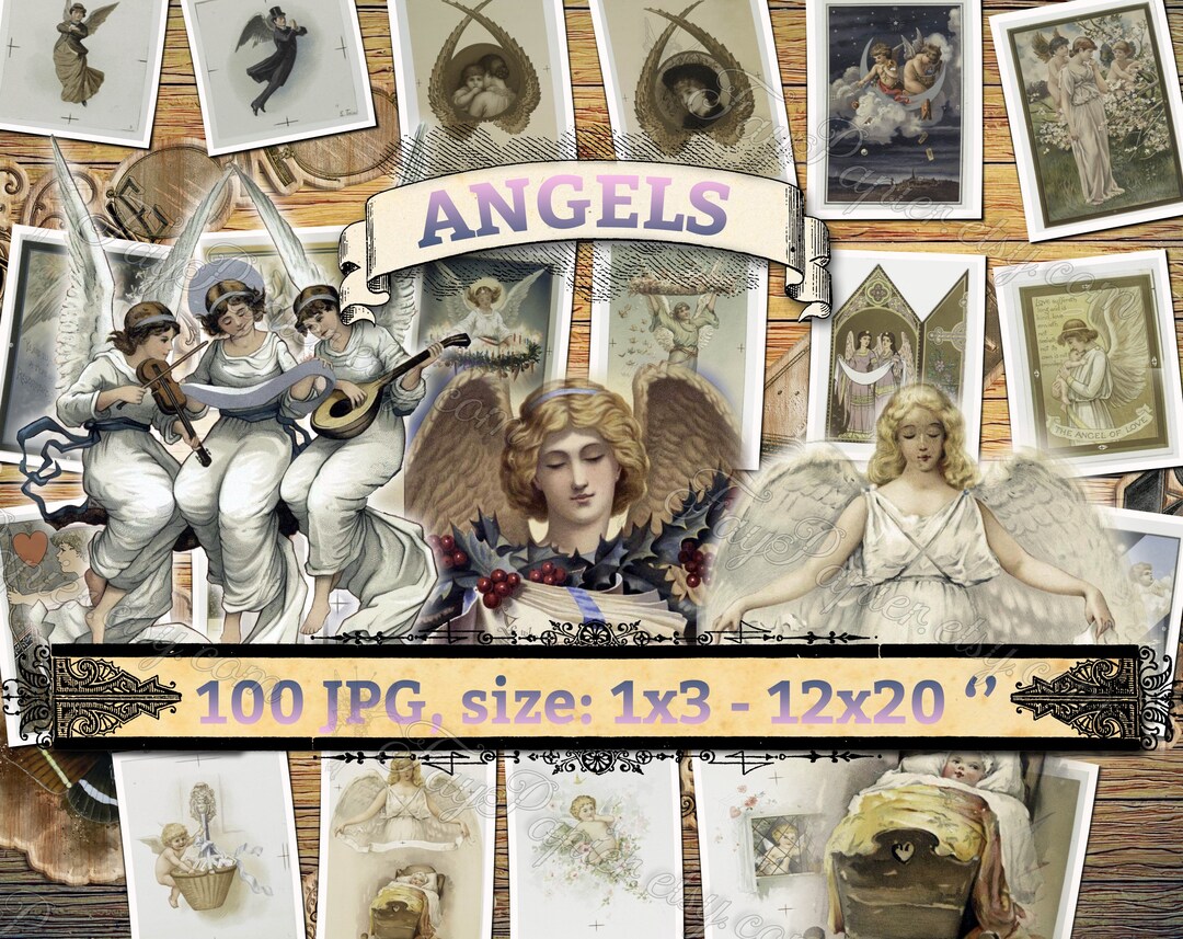 ANGELS Pack of 100 Vintage Images Figurines Figures Pictures Digital ...