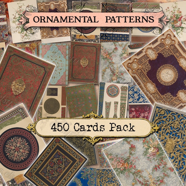 Ornamental Patterns - set of 40 pictures on 450 cards in JPG antique illustrations instant digital download junk picture print printable