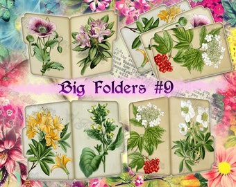 Big Folders #9 - set of 3 digital printable files vintage style pictures images pages 8.5x11 papers print sheets ephemera kit for journal