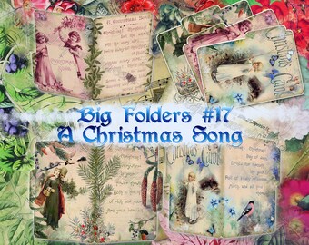 Big Folders #17 'A Christmas Song' - set of 8 digital printable files vintage style pictures images pages 8.5x11 papers print sweet holiday