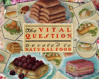 Vital Questions Devoted to Natural Food - set of 8 old illustrations from vintage book pictures images pages 8.5x11 digital papers print