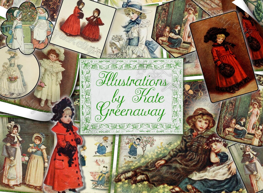 Illustrations by Kate Greenaway Set of 39 Old Pictures From Vintage ...
