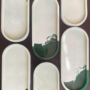 Handmade Green Large Concrete Resin Oval Tray | Kitchen  Key Holder