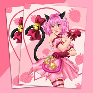 Mew Ichigo from the anime Tokyo Mew Mew New original artwork Art Board  Print for Sale by EryaMoon