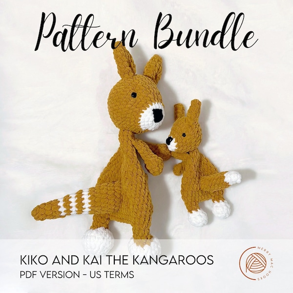 Kiko and Kai the Kangaroo Pattern Bundle | Digital PDF Crochet Pattern | Amigurumi Crochet Snuggler