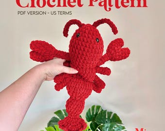 Lenny the Lobster | Digital PDF Crochet Pattern | Amigurumi Crochet Lovey