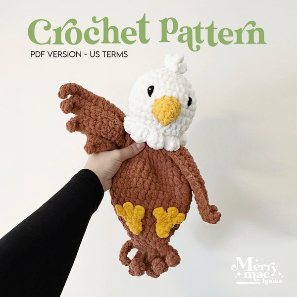 Swoop the Bald Eagle | Digital PDF Crochet Pattern | Amigurumi Crochet Snuggler