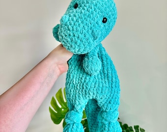 Crochet Large Dinosaur Lovey | Handmade Amigurumi Snuggler | Crochet Baby Toys