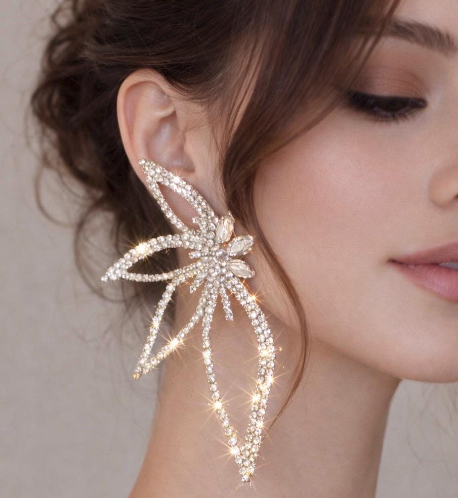 Statement Crystal Rhinestone Earrings – 3 Colour Wedding Jewellery UK