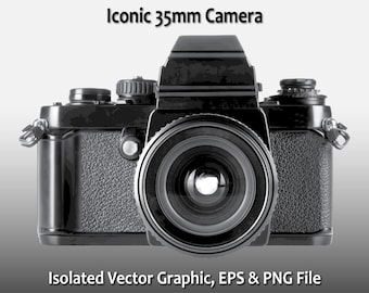 35mm Camera Vector Graphic, Retro Photography Clipart (Digital Download)
