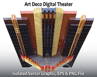 Art Deco Theater Vector Graphic, Clipart (Digital Download)