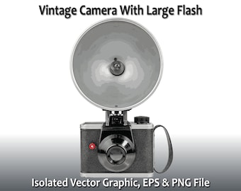 Vintage Camera Vector Graphic, Retro Photo Art (EPS & PNG)
