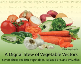 Photorealistic Vegetable Clipart, Each Item is Isolated, Healthy Food, Natural Food, Organic Vegetables, Farmers Market clip art, Food Art