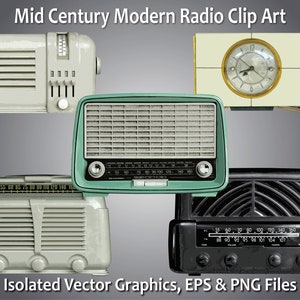 Mid Century Modern, Vintage Radios, Radio Vectors, EPS, Radio Clip Art, Vintage, Old Radio, Music, News, Retro, Style, Ball Game, Bundle 1