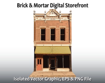 Brick Storefront Vector Graphic, Sublimation Design, Old Building Façade (Digital Download EPS & PNG)
