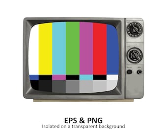 Vintage TV Clipart, Sublimation Design, Retro Television Vector Graphics (EPS & PNG)