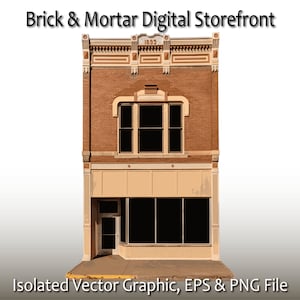 A Brick & Mortar Digital Storefront, Vector Graphic, Clipart, Downtown, Building Façade, Old Building, Architectural, Old House, Business