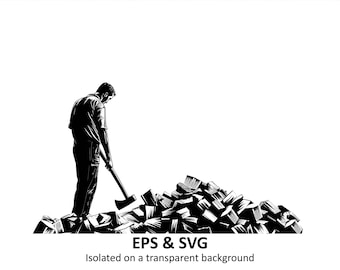 Man Splitting Firewood Illustration, Vector Graphic (Digital Download)