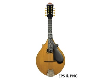 Vintage mandolin isolated on a transparent background. Vector Graphic, acoustic music, musical instrument, bluegrass music, musician, photo