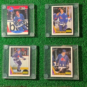 Quebec Nordiques Hockey Card Coasters.  Vive Les Nordiques!  Goulet, Stastny, Stastny, LaFleur.  Relive the glory of the Nordiques Greats!