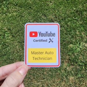 Youtube Certified Master Auto Technician Laptop pegatina, botella de agua, divertida pegatina