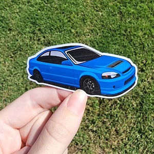 2000 Honda Civic SI EM1 Race Car Sticker - High Quality Water Resistant Sticker Modified Classic
