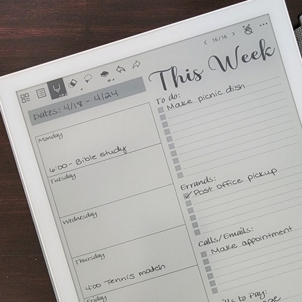 Supernote Weekly Agenda Template