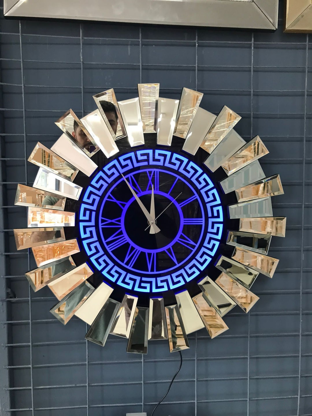 Large Wall Clock Light Clock Luminous Wall Clock Mirror Etsy