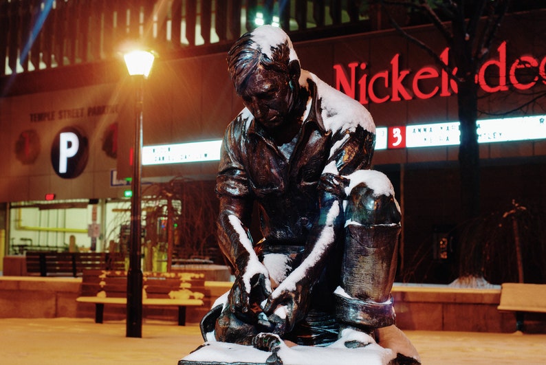 Maine Photo Print Lobsterman Statue Under Fresh Snow image 2