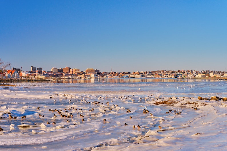 Maine Photo Print Pleasant Winter Portland Skyline image 2