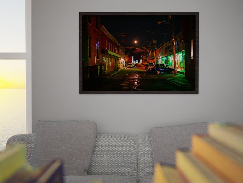 Maine Photo Print Custom House Wharf Under Orange Buck Moon image 3