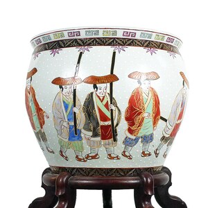 Chinese Famille Rose Fishbowl Planter, Indoor Jardiniere, Qianlong, Chinoiserie Chic Decor, Grand Millennial Interiors, Antique Entryway Art