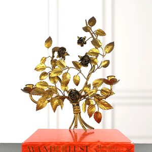 Italian Wall Candelabra, Gilt, Florentine, Hollywood Regency Decor, Candlestick Holder, French Ormolu, Gold Lighting, Toleware, Wall Sconces