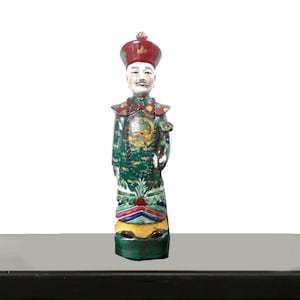Chinese Porcelain Figurine, Qing Dynasty, Chinoiserie Chic, Famille Rose, Grand Millennial, Antique Asian Sculpture, Ceramic, Hand Painted