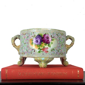 Japanese Antique 19th Century Shimamura Sei Moirage Bowl, Porcelain Jardiniere, Shabby Chic Style, Grand Millennial, Chinoiserie Home Decor