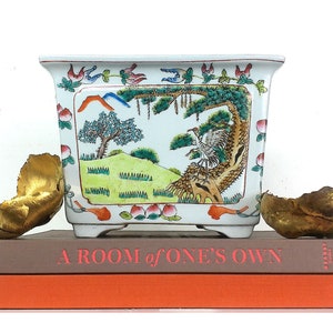 Chinese Antique Export Large Famille Rose Square Jardiniere, Asian Ceramic Indoor Planter, Grand Millennial Home Decor, Chinoiserie Chic Art