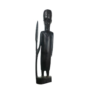 African Sculpture, African Ebony Wood Statue, Tribal Hand Carved Wood Statue, Tanzania African Folk Art, Mid-Century Jaru Boho African Art