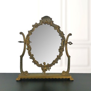 French Ormolu Antique Cast Bronze Dresser Mirror With Cherubs,  Louis XV Style Home Decor, Victorian Interiors, Hollywood Regency Bedroom