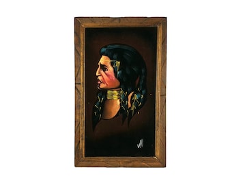 Vintage Ortiz Velvet Painting - Native American With Horse - Etsy