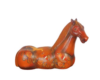 Mexican Vintage Extra Large Tonala Horse Sculpture, Jalisco Pottery, Latin Folk Art Decor, Mid-Century Boho Animal Statue, Outdoor Artwork