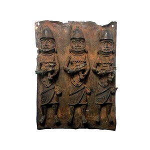 Benin Bronze Plaque, 19th Century African Antiques, Rare Museum Quality Art, Nigerian, Yoruba, One of a Kind Sculptures, Authentic Antique