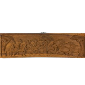 African Antique Extra Large Hand Carved Hunt Scene Wall Panel, Tribal Home Decor, Bohemian Interior Design, Unique Black Artwork Wall Plaque