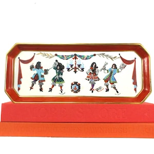 French Jack Dalluit for Limoges Hand Painted Red Decorative Tray, Grand Millennial Home Decor, Gilt, Manufacture de Couleuvre, Old Paris Art