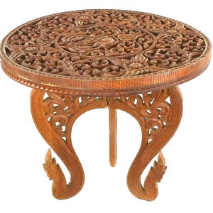 Anglo Indian Vintage Hand Carved Wooden Occasional Table, Large End Table, Grand Millennial Home Decor, Eclectic Furniture, Boho, Side Table