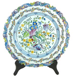 Carvalhinho Porto Extra Large Hand Painted Faience Wall Plate, Stoneware Ceramics, Grand Millennial Home Decor, Made in Portugal, Tuscan Art