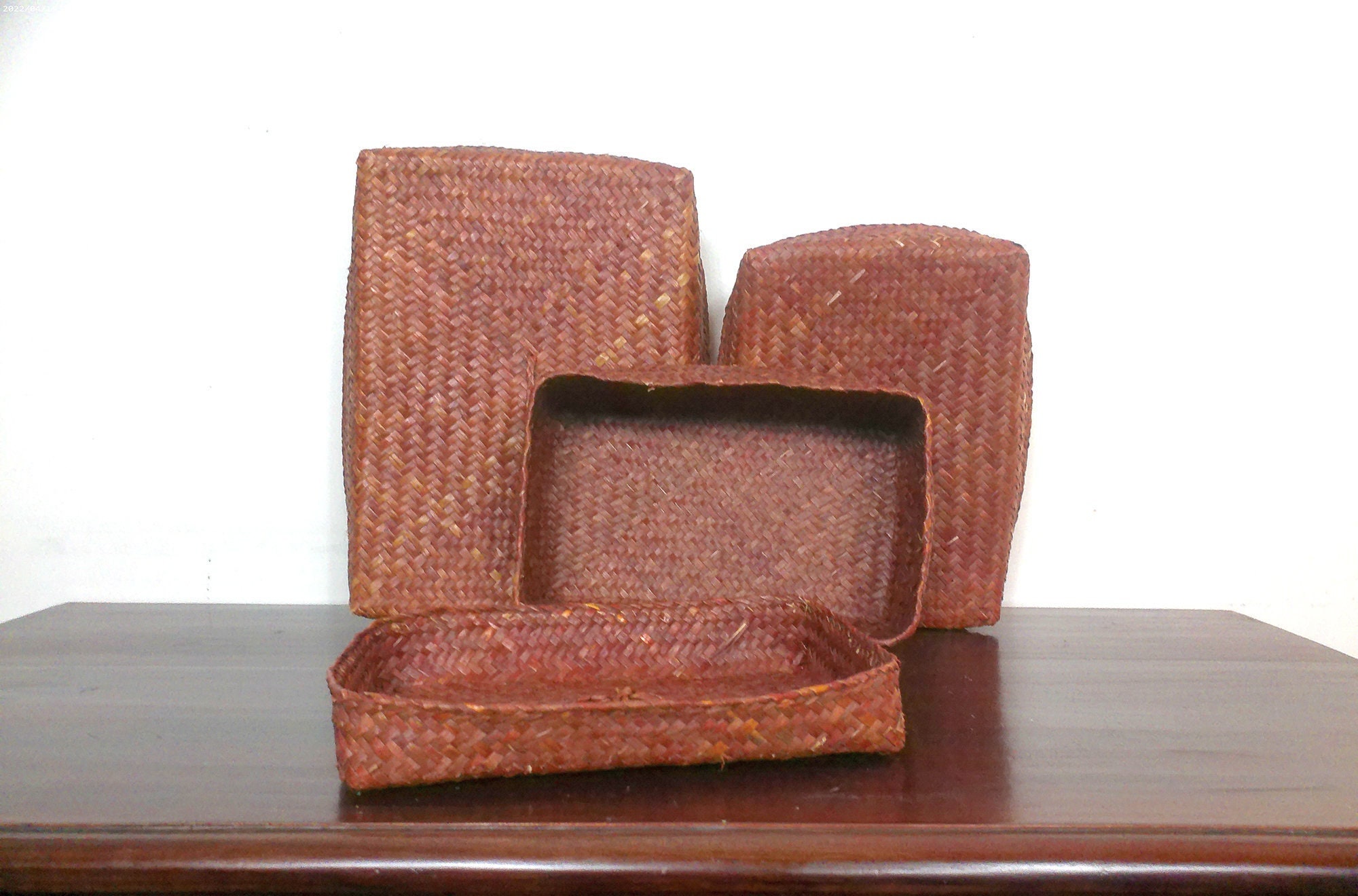 Filipino Baskets, Handwoven Nesting Baskets, Stackable Baskets, Storage