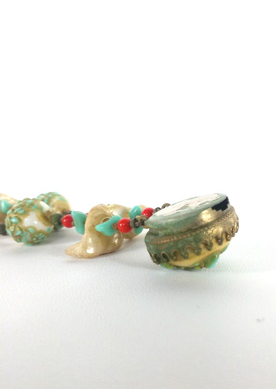 Miriam Haskell Antique Unsigned Two Strand Coral … - image 7